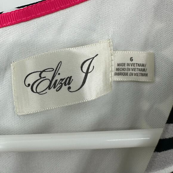 Eliza J Size 6 Elbow Length Sleeves Dress Black White Pink‎ Anti Wrinkle Travel - Picture 3 of 4